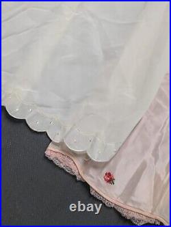 Lot of 3 Vintage 50's Taffeta Dress Slips SZ. M/L Pink Ivory Deadstock