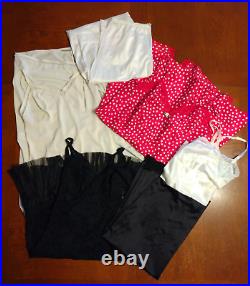 Lot of 4 vintage slips & 1 pair of slip pants-AS IS-various colors-5 items total