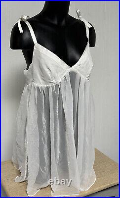 M VINTAGE VICTORIA'S SECRET Long WHITE GORGEOUS BRIDAL LACE SLIP SUIT DRESS WED