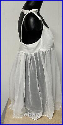 M VINTAGE VICTORIA'S SECRET Long WHITE GORGEOUS BRIDAL LACE SLIP SUIT DRESS WED