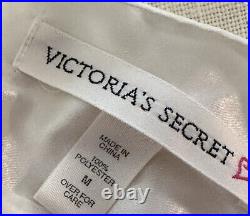 M VINTAGE VICTORIA'S SECRET Long WHITE GORGEOUS BRIDAL LACE SLIP SUIT DRESS WED