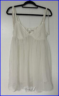 M VINTAGE VICTORIA'S SECRET Long WHITE GORGEOUS BRIDAL LACE SLIP SUIT DRESS WED