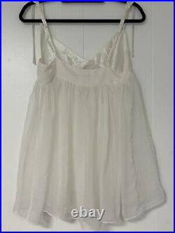 M VINTAGE VICTORIA'S SECRET Long WHITE GORGEOUS BRIDAL LACE SLIP SUIT DRESS WED