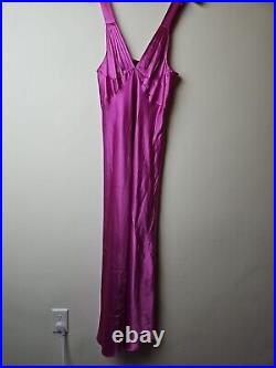 MAXI SATIN SLIP DRESS Womens L Glam Sexy Nightgown FREDRICKS OF HOLLYWOOD