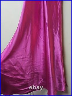 MAXI SATIN SLIP DRESS Womens L Glam Sexy Nightgown FREDRICKS OF HOLLYWOOD