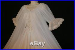 MISS ELAINE Chiffon Lace Peignoir Robe Vtg OLGA Dress Sweep Slip Gown Nightgown