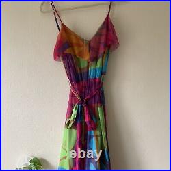 MORRISSEY Vintage Multicolour Slip Dress Size 1 90's Collection Ruffle Rare