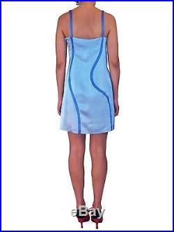 MOSCHINO Light Blue Slip Dress SIZE 8 Vintage 90s Contrast Trim Cheap & Chic