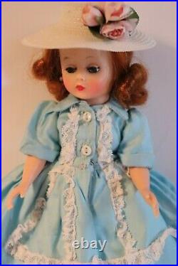 Madame Alexander Cissette Doll Wearing Tagged Apron Front Dress Slip Panties Hat