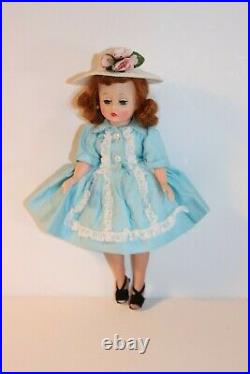 Madame Alexander Cissette Doll Wearing Tagged Apron Front Dress Slip Panties Hat