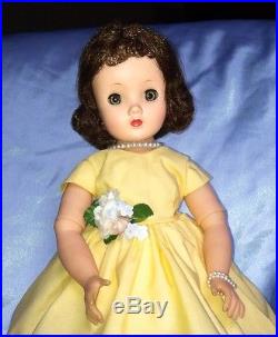 Madame Alexander Elise 15 Vintage 1950s Doll in Yellow dress, Tagged slip