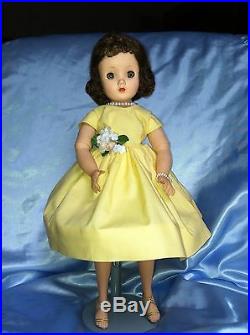 Madame Alexander Elise 15 Vintage 1950s Doll in Yellow dress, Tagged slip