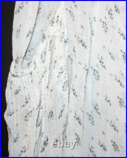 Magnolia Pearl Ivory Voile Cotton Slip Dress RARE blue flowers Retired Vintage
