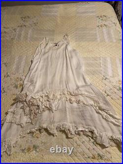 Magnolia Pearl Vintage Silk Ruffled Slip Dress