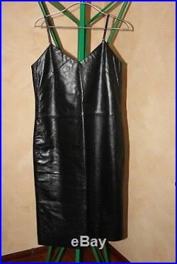Maison Martin Margiela NEW Rare Vintage Archive Black Leather Slip Dress 42 IT