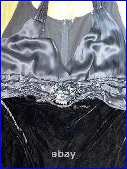 Marina Rinaldi Max Mara Y2K Vintage Black Silk Velvet Bias-Cut Maxi Dress 14 NWT