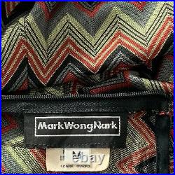 Mark Wong Nark Vintage 90s Bodycon Slip Maxi Dress Zig Zag Geometric Size XS