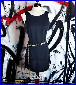 Mark Wong Nark Vtg 90s Womens Black Mini Dress Side Slits Avant-Garde Minimalist