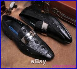 Men Fashion Sheetmetal England Pointy toe Vintage Slip on Dress Formal shoes New