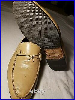 Men's Vintage GUCCI Soft Light Tan Leather Slip on Loafer Shoes 45.5 11/11.5