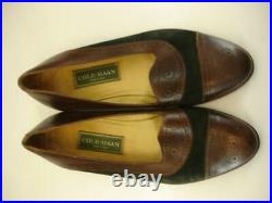 Mens 9 D M Cole Haan Hand Made in Italy Black Brown Brogue Shoes Loafers Slip-On