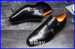 Mens Business Shoes PU Leather Slip On Buckle Vintage Pointed Toe Shoes Sz Ths01
