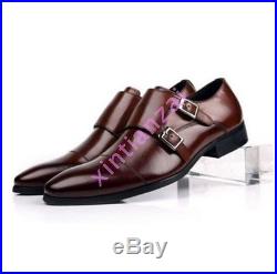 Mens Leather Dress Formal Shoes Buckles Strap Vintage Chic Pointed Toe Slip on