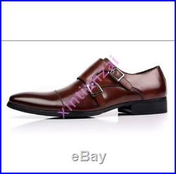 Mens Leather Dress Formal Shoes Buckles Strap Vintage Chic Pointed Toe Slip on