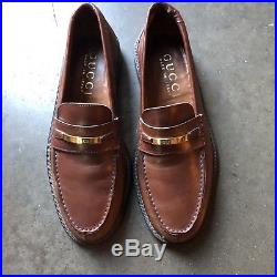 Mens Vintage Gucci Jordaan Light Brown Leather Slip On Loafer Dress Shoes Sz 8.5