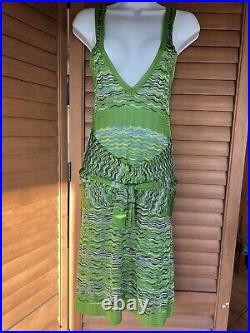 Missoni DRESS Classic Sun Green Knit Wrap Body Con W Built In Slip VINTAGE Y2k M