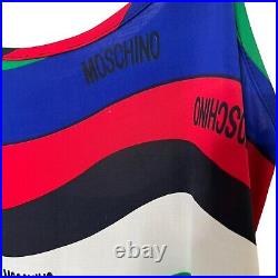 Moschino 1990s 90s Vintage Graphic Logo Print Mini Dress Slip Camisole Size XS
