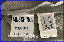 Moschino Couture Dress Metallic Silver Silk Lace Slip Party Dress Italian 44