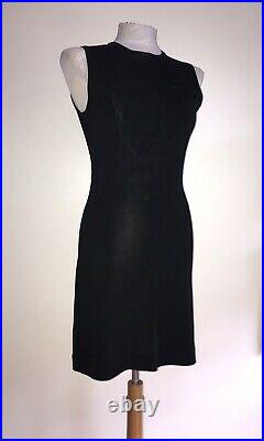 Moschino GB 8 Black Olive Oil Embroidered 1990's Vintage Knit Rayon Slip Dress