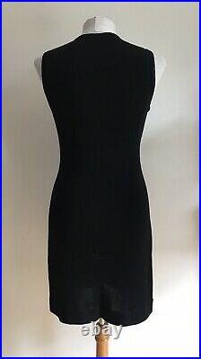 Moschino GB 8 Black Olive Oil Embroidered 1990's Vintage Knit Rayon Slip Dress