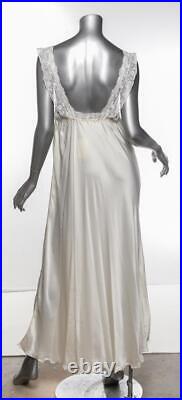 NEIMAN MARCUS Silk & Lace Vintage Ivory Slip Dress Long Nightgown Lingerie NEW S