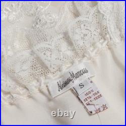 NEIMAN MARCUS Silk & Lace Vintage Ivory Slip Dress Long Nightgown Lingerie NEW S