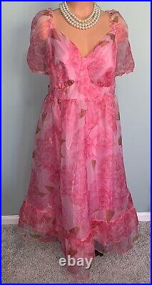 NEW Glossy Organza & Chiffon Dress NEW Puff Sleeves 3X Babydoll Selkie Style