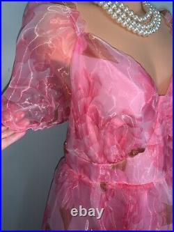 NEW Glossy Organza & Chiffon Dress NEW Puff Sleeves 3X Babydoll Selkie Style