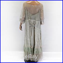NEW NWT Nataya Plus Size Vintage Edwardian Gown Antique Beige Dress Slip Set 3X