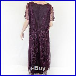 NEW NWT Nataya Plus Size Vintage Titanic Eggplant Lace Tea Dress & Slip Set 1X
