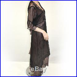 NEW NWT Nataya Plus Size Vintage Titanic Tea Party Black/Coco Dress Slip Set 1X