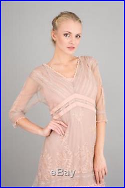 NEW NWT Nataya Plus Size Vintage Titanic Tea Party Quartz Pink Dress Slip Set 3X