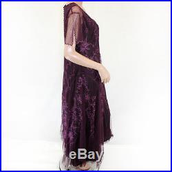 NEW Nataya Plus Size Vintage Titanic Eggplant Lace Tea Dress & Slip Set 3X