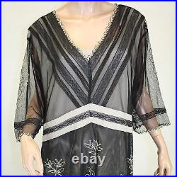 NEW Nataya Plus Size Vintage Titanic Tea Party Gown Black Dress Slip Set 3X