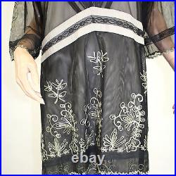 NEW Nataya Plus Size Vintage Titanic Tea Party Gown Black Dress Slip Set 3X
