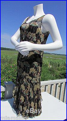 NEW RRL S dress $695 Ralph Lauren crinkled silk slip black floral Gatsby sexy oo