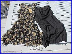 NEW RRL S dress Ralph Lauren crinkled silk slip black floral vintage look $695