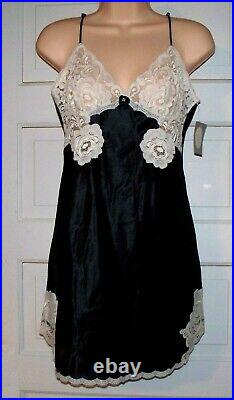 NEW Vintage Christian Dior Full Dress Slip Adjustable Strap Black and White Lace