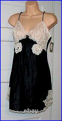 NEW Vintage Christian Dior Full Dress Slip Adjustable Strap Black and White Lace