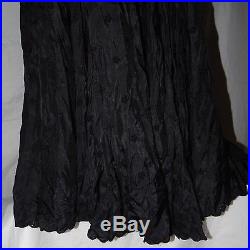 NEW Vintage Johnny Was Black Embroidered 100% Silk Eyelet Dress + Slip L, XL